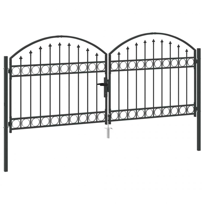 Brama ogrodzeniowa Z blokadą Assen Szary 301 x 175,5 cm Stal