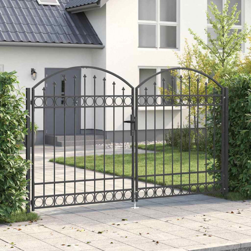 Brama ogrodzeniowa Z blokadą Assen Szary 301 x 224.5 cm Stal