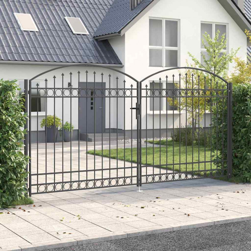 Brama ogrodzeniowa Z blokadą Assen Szary 301 x 224.5 cm Stal