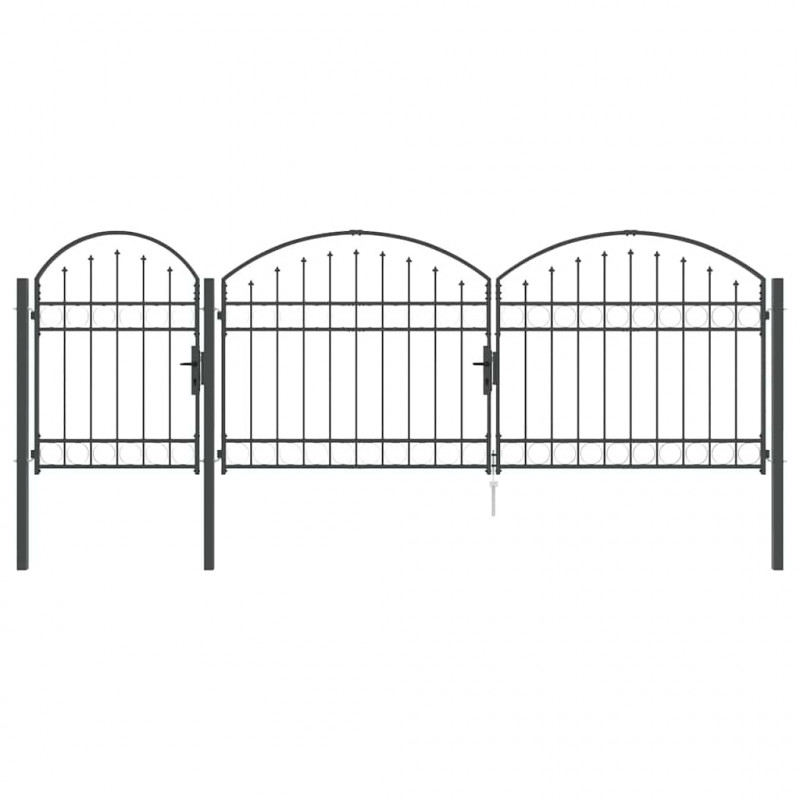 Brama ogrodowa z łukowym szczytem Assen Szary 4 x 1,25 m Stal