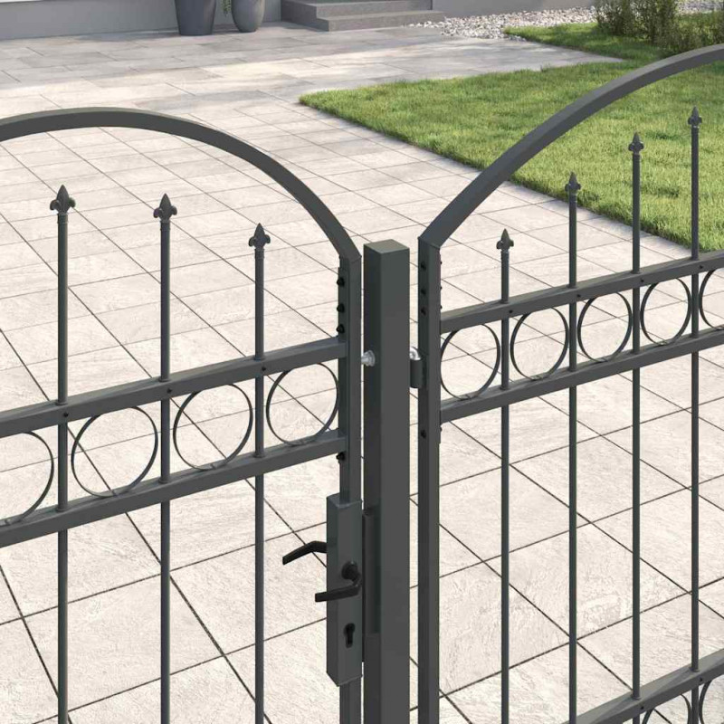 Brama ogrodowa z łukowym szczytem Assen Szary 4 x 1,25 m Stal