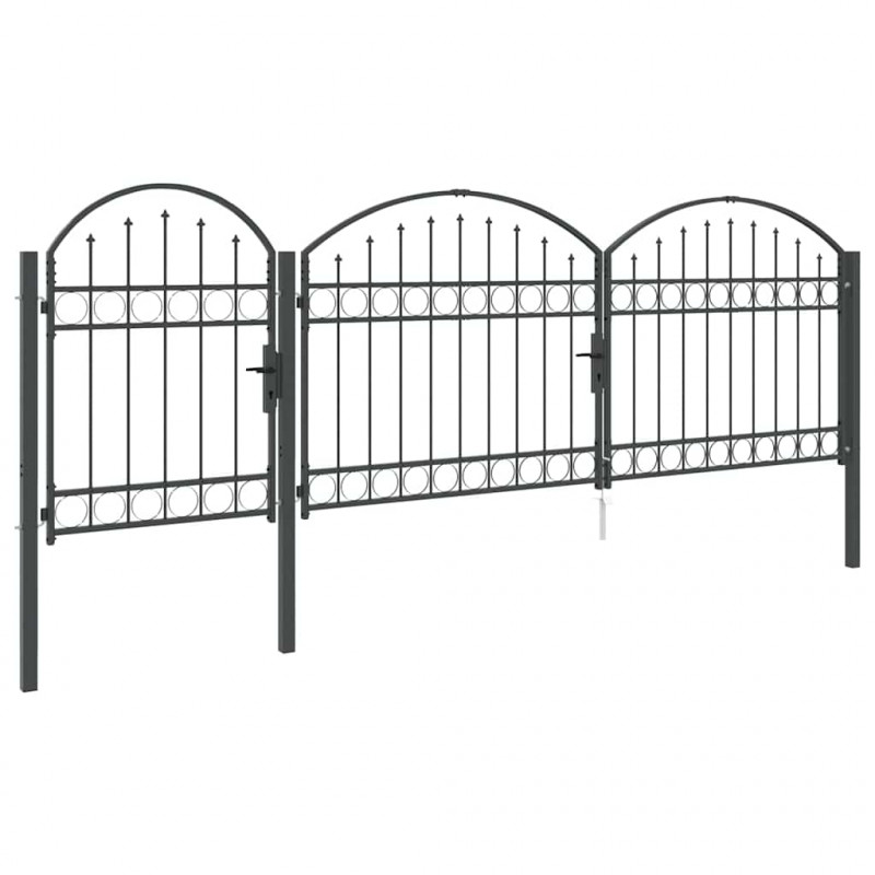 Brama ogrodowa z łukowym szczytem Assen Szary 4 x 1,25 m Stal