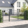 Brama ogrodowa z łukowym szczytem Assen Szary 400 x 100 cm Stal