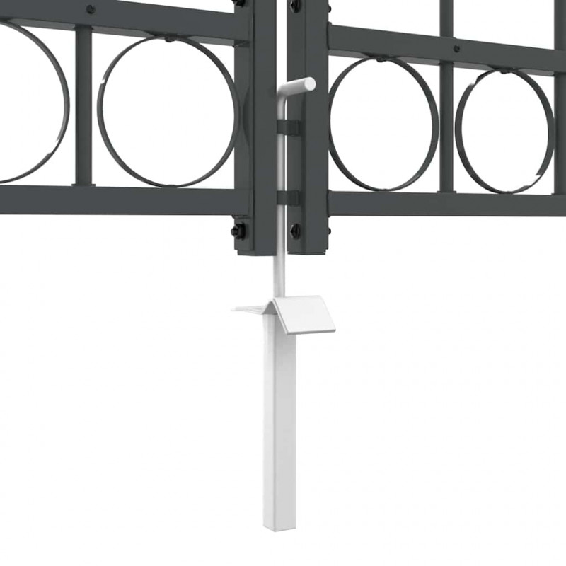 Brama ogrodowa z łukowym szczytem Assen Szary 400 x 100 cm Stal