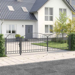 Brama ogrodowa z łukowym szczytem Assen Szary 500 x 75 cm Stal