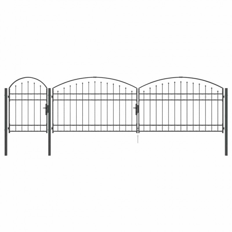 Brama ogrodowa z łukowym szczytem Assen Szary 500 x 75 cm Stal