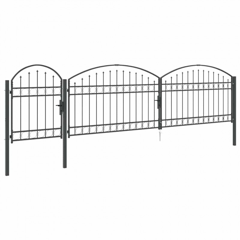 Brama ogrodowa z łukowym szczytem Assen Szary 500 x 75 cm Stal