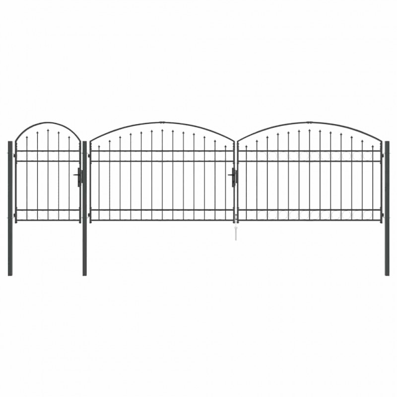 Brama ogrodowa z łukowym szczytem Assen Szary 500 x 100 cm Stal