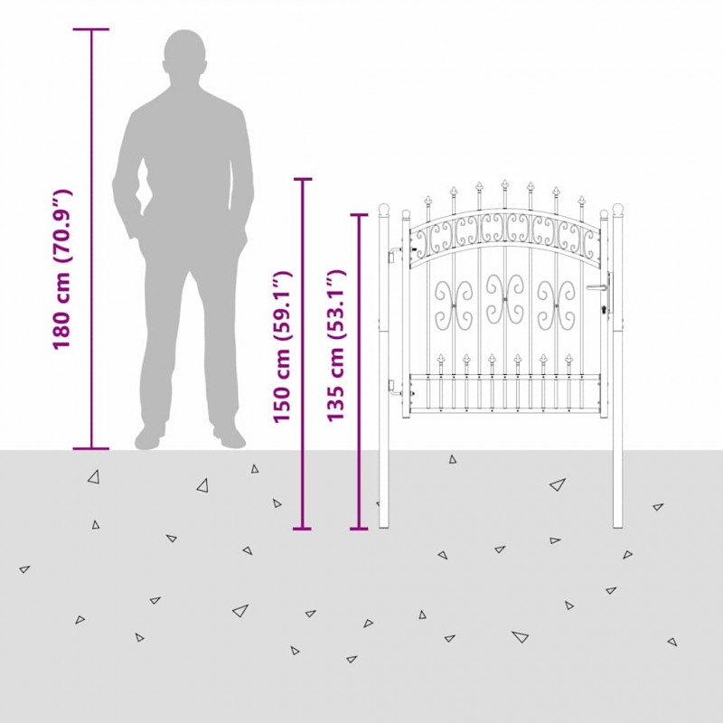 Bramka ogrodzeniowa z ostrym szczytem Kampen Szary 103 x 100 cm