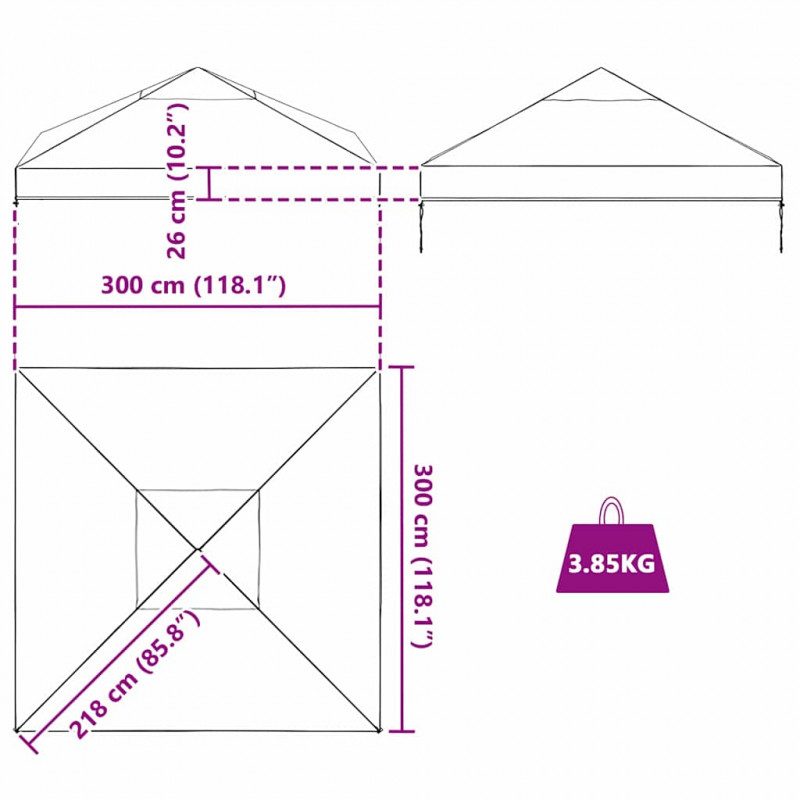 Wymiana osłony altany przezroczysty 300 x 300 x 26 cm PVC