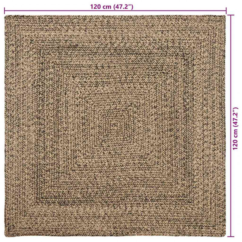 Dywany pokojowe Kwadrat Naturalny i czarny 120 x 120 cm Juta