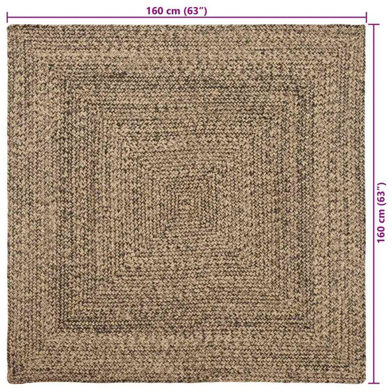 Dywany pokojowe Kwadrat Naturalny i czarny 160 x 160 cm Juta