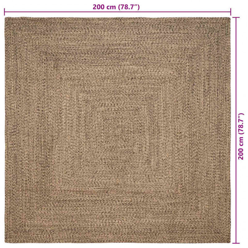 Dywany pokojowe Kwadrat Naturalny i czarny 200 x 200 cm Juta