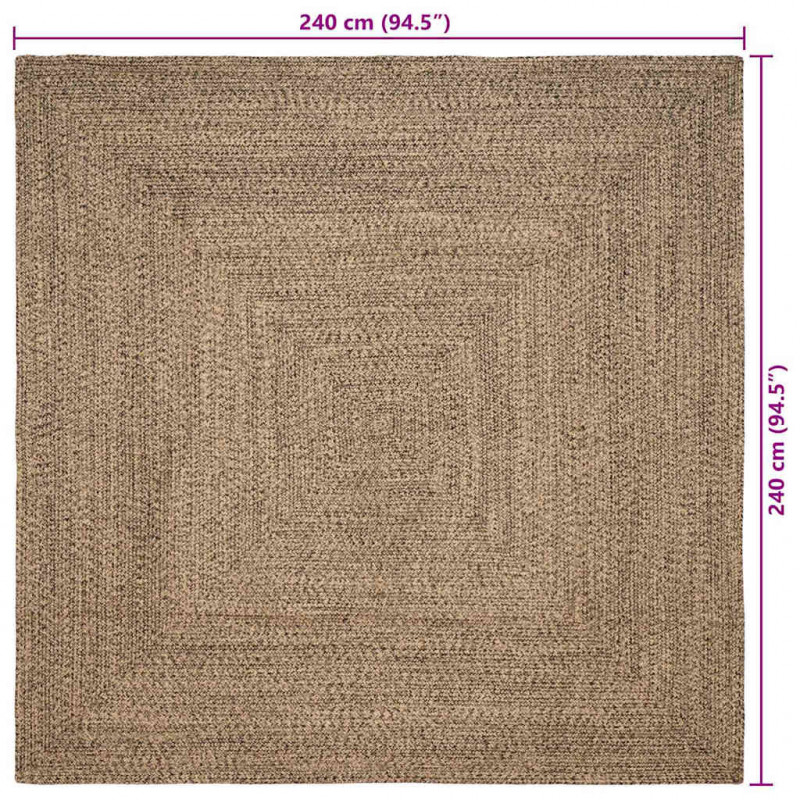 Dywany pokojowe Kwadrat Naturalny i czarny 240 x 240 cm Juta