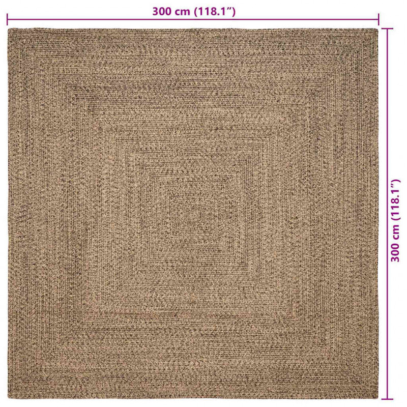 Dywany pokojowe Kwadrat Naturalny i czarny 300 x 300 cm Juta