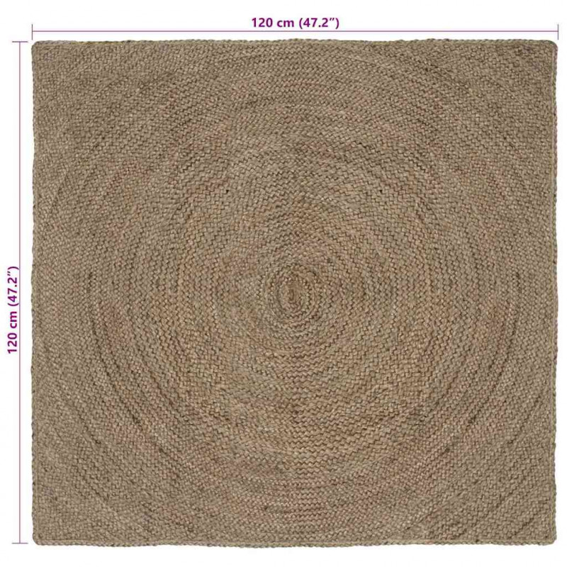 Dywany pokojowe Kwadrat Szary 120 x 120 cm Juta