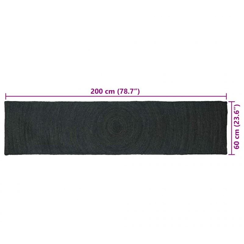Dywany pokojowe Prostokątny Ciemnoszary 60 x 200 cm Juta