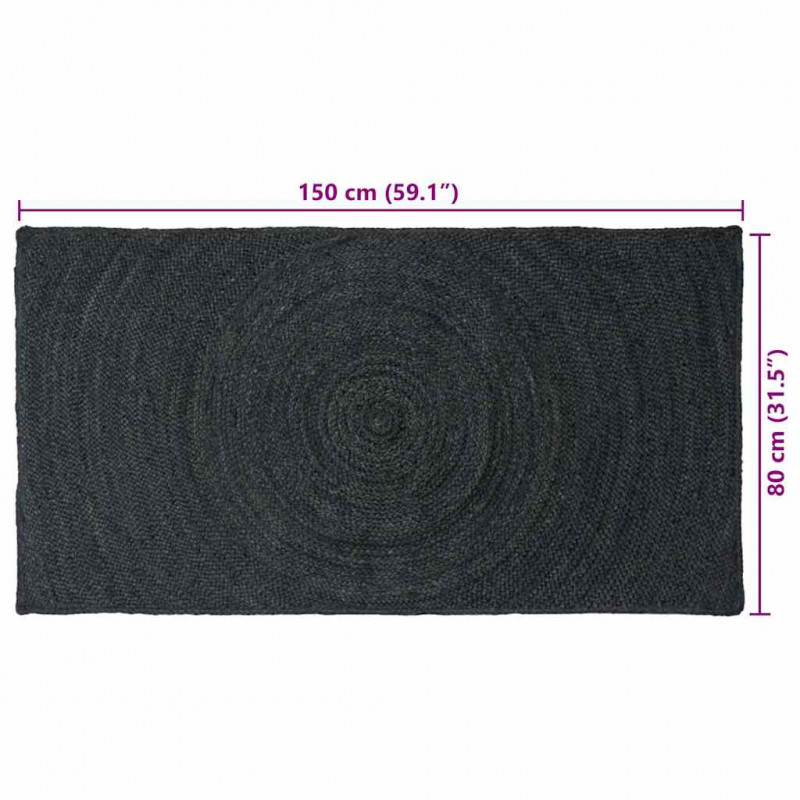 Dywany pokojowe Prostokątny Ciemnoszary 80 x 150 cm Juta