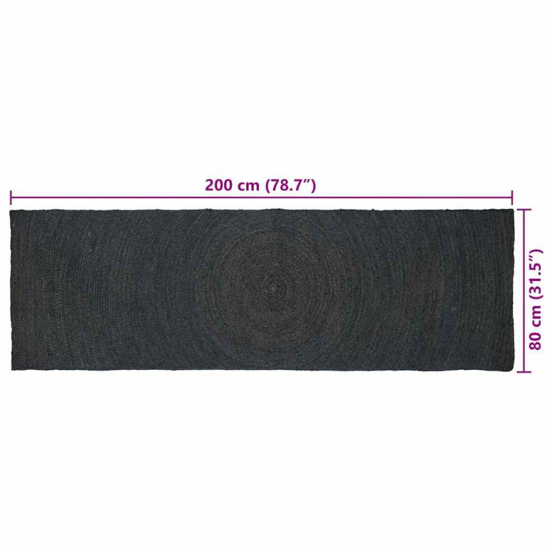 Dywany pokojowe Prostokątny Ciemnoszary 80 x 200 cm Juta