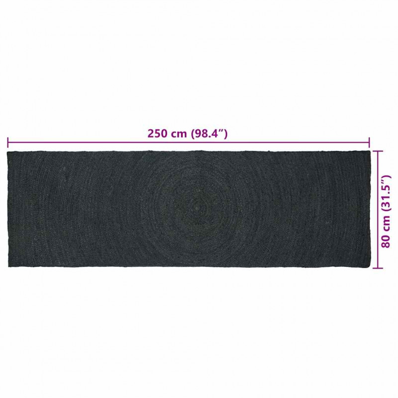 Dywany pokojowe Prostokątny Ciemnoszary 80 x 250 cm Juta