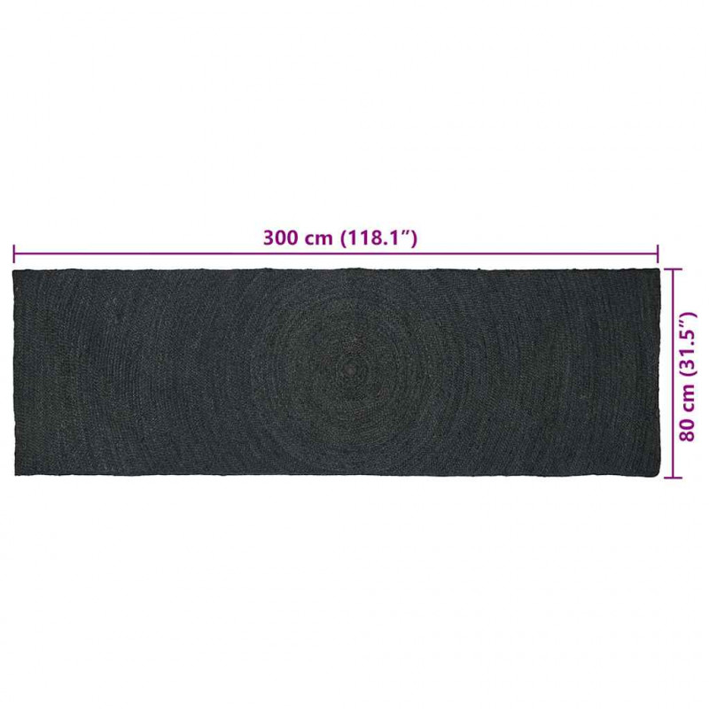 Dywany pokojowe Prostokątny Ciemnoszary 80 x 300 cm Juta