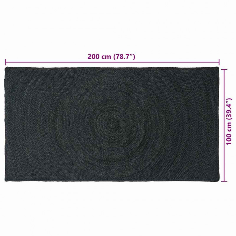 Dywany pokojowe Prostokątny Ciemnoszary 100 x 200 cm Juta