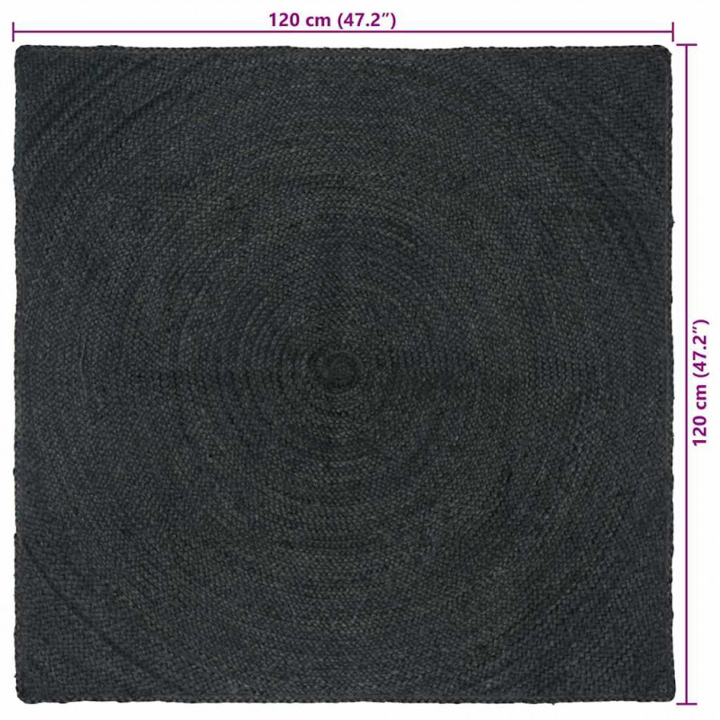 Dywany pokojowe Kwadrat Ciemnoszary 120 x 120 cm Juta