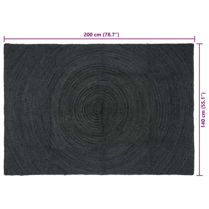 Dywany pokojowe Prostokątny Ciemnoszary 140 x 200 cm Juta