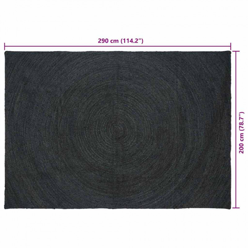 Dywany pokojowe Prostokątny Ciemnoszary 200 x 290 cm Juta