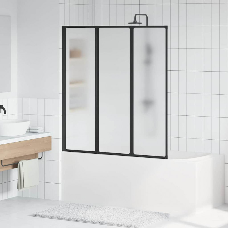 Parawan prysznicowy Czarny 132 x 2 x 140 cm Aluminium i PP