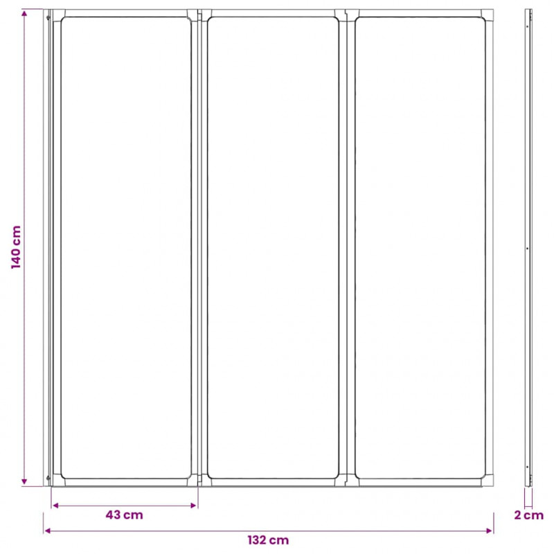 Parawan prysznicowy Czarny 132 x 2 x 140 cm Aluminium i PP