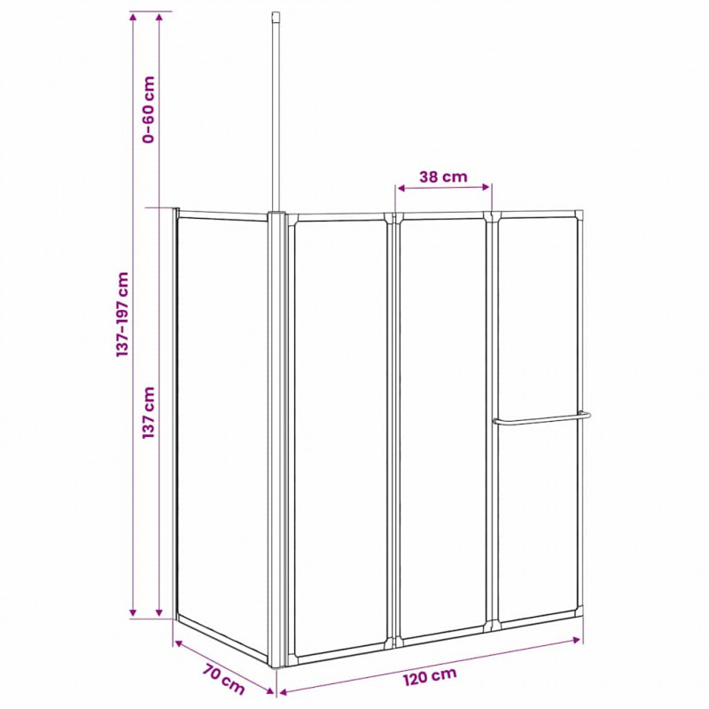 Parawan prysznicowy Biały 120 x 70 x 137 cm Aluminium