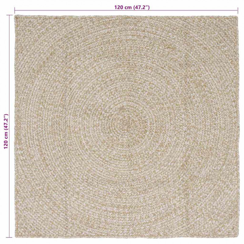 Dywany pokojowe Kwadrat Naturalne i białe 120 x 120 cm Juta
