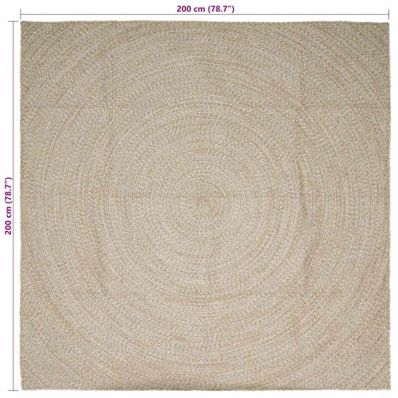 Dywany pokojowe Kwadrat Naturalne i białe 200 x 200 cm Juta