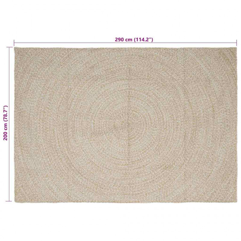 Dywany pokojowe Prostokątny Naturalne i białe 200 x 290 cm Juta