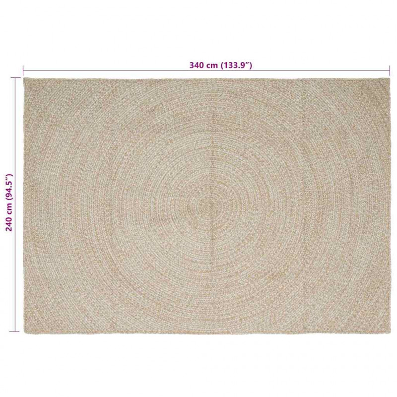 Dywany pokojowe Prostokątny Naturalne i białe 240 x 340 cm Juta