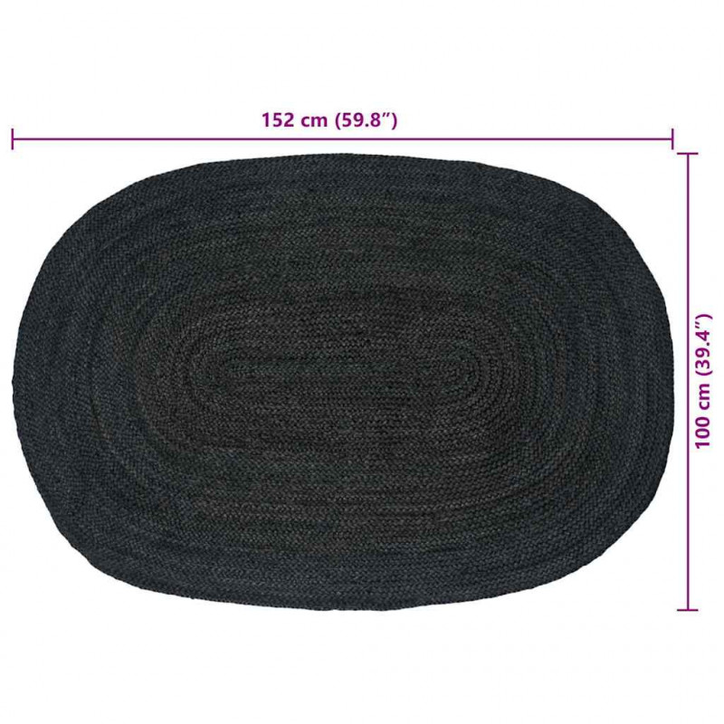 Dywany pokojowe Owalny Czarny 100 x 152 cm Juta