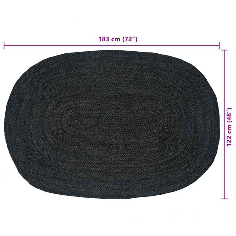 Dywany pokojowe Owalny Czarny 122 x 183 cm Juta