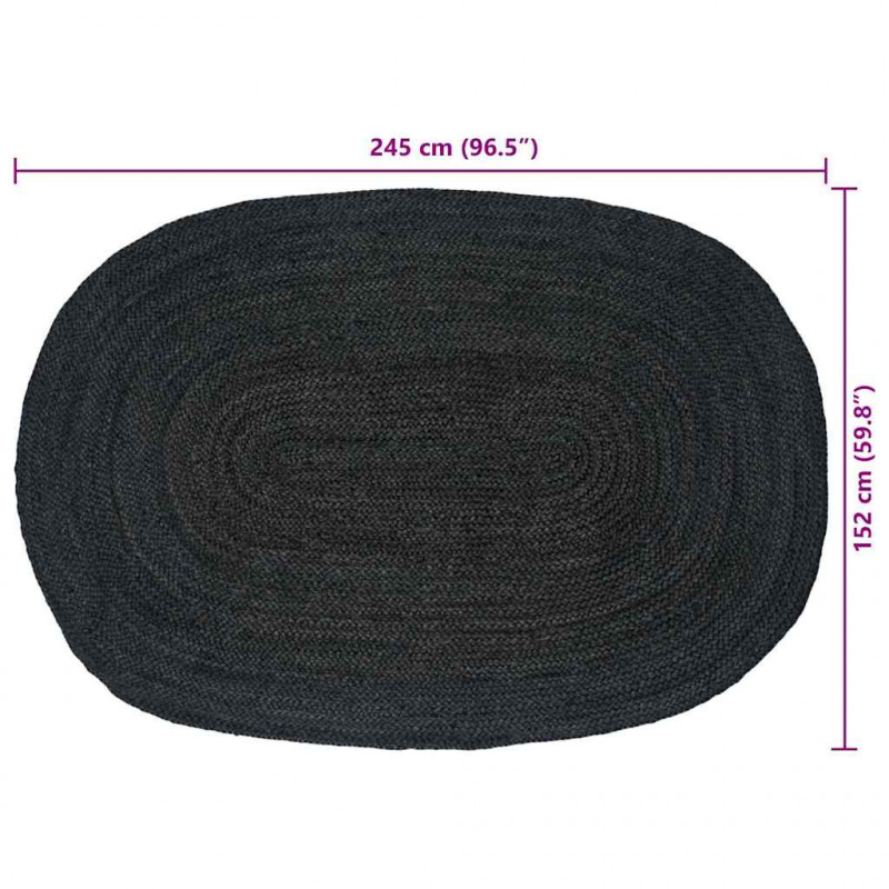 Dywany pokojowe Owalny Czarny 152 x 245 cm Juta