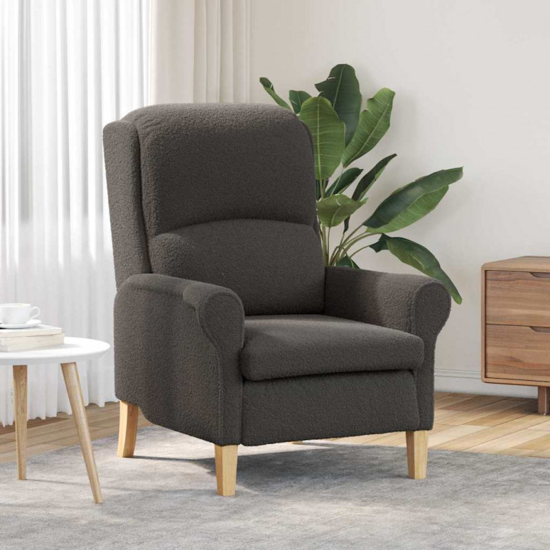 fotel ciemno szary 76 x 94 x 102 cm Miękka tkanina Sherpa