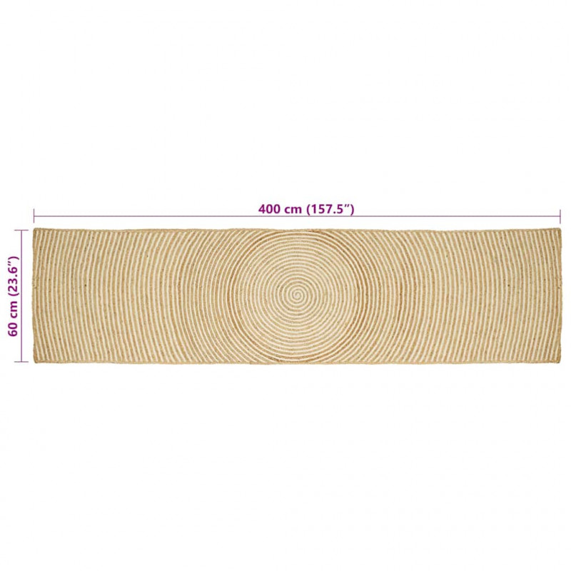 Dywan Naturalne i białe 60 x 400 cm Juta