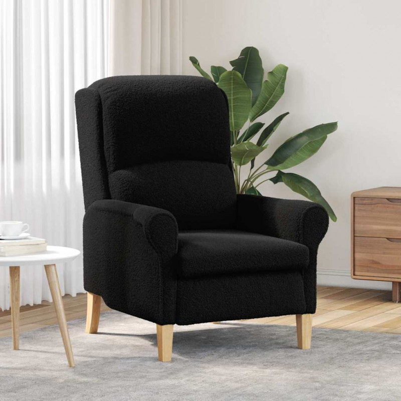 fotel Czarny 76 x 94 x 102 cm Miękka tkanina Sherpa