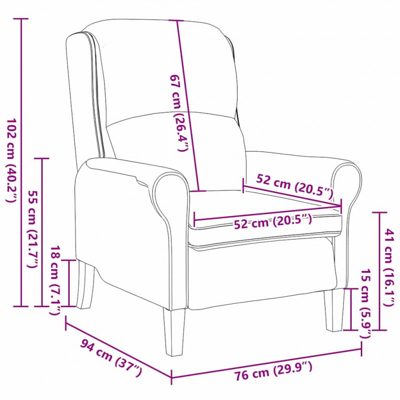 fotel Jasnoszary 76 x 94 x 102 cm Aksamit