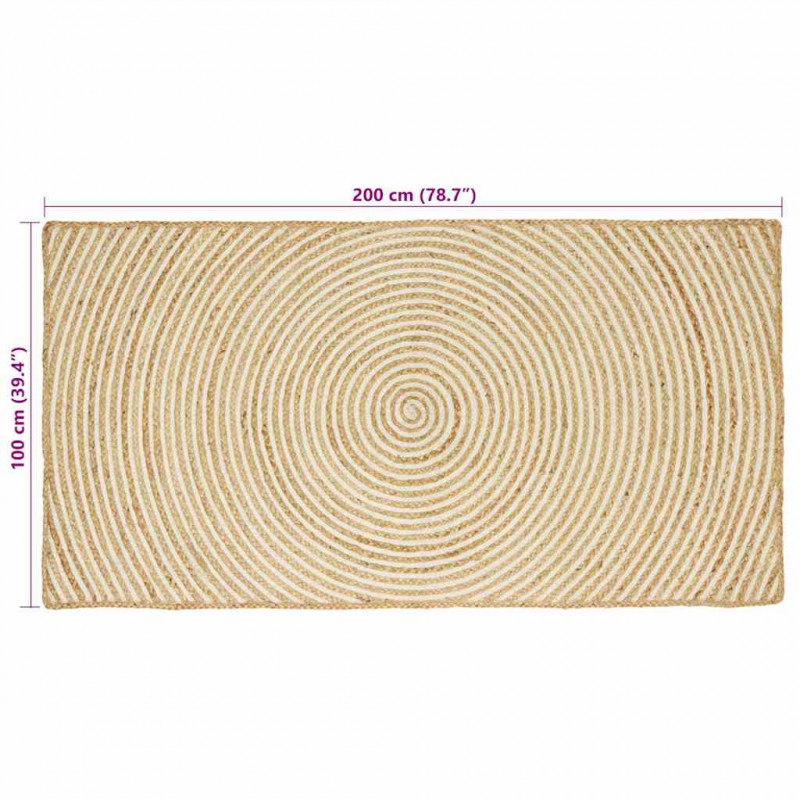 Dywan Naturalne i białe 100 x 200 cm Juta