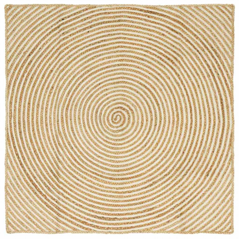 Dywan Naturalne i białe 120 x 120 cm Juta