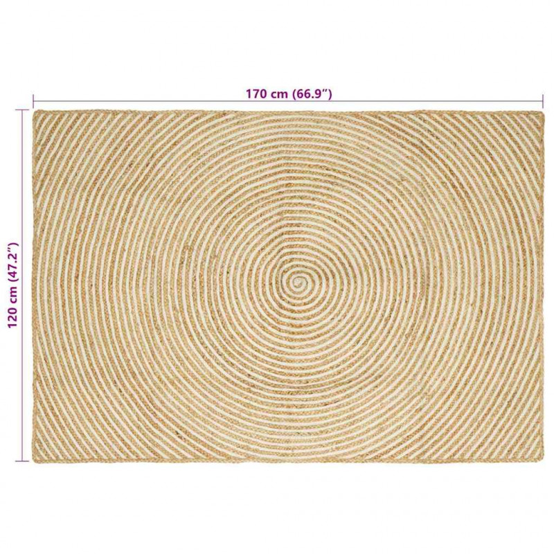 Dywan Naturalne i białe 120 x 170 cm Juta