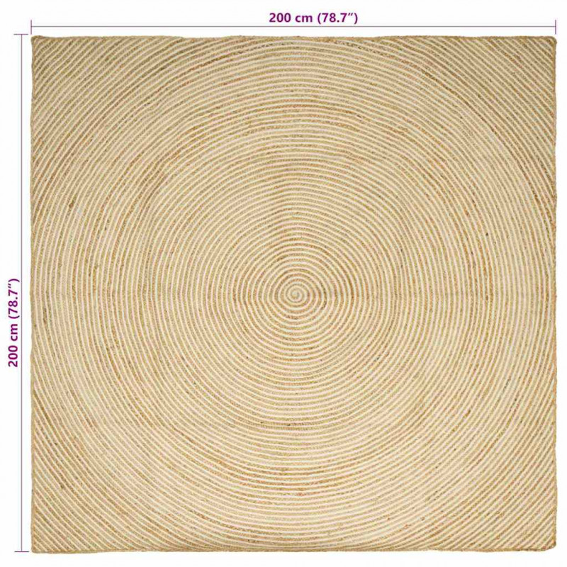 Dywan Naturalne i białe 200 x 200 cm Juta