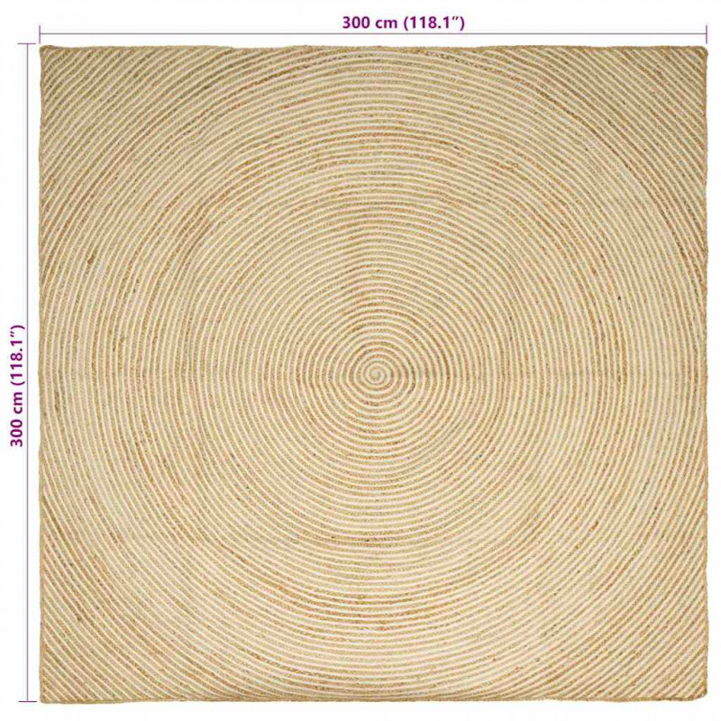 Dywan Naturalne i białe 300 x 300 cm Juta