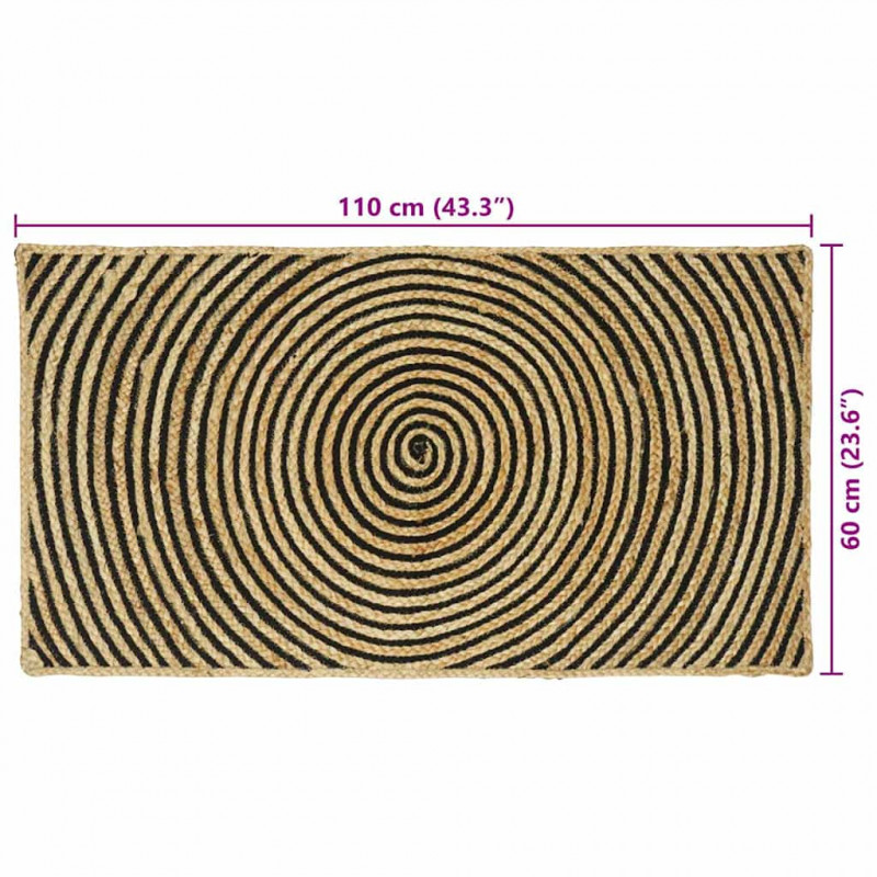 Dywan Naturalny i czarny 60 x 110 cm Juta