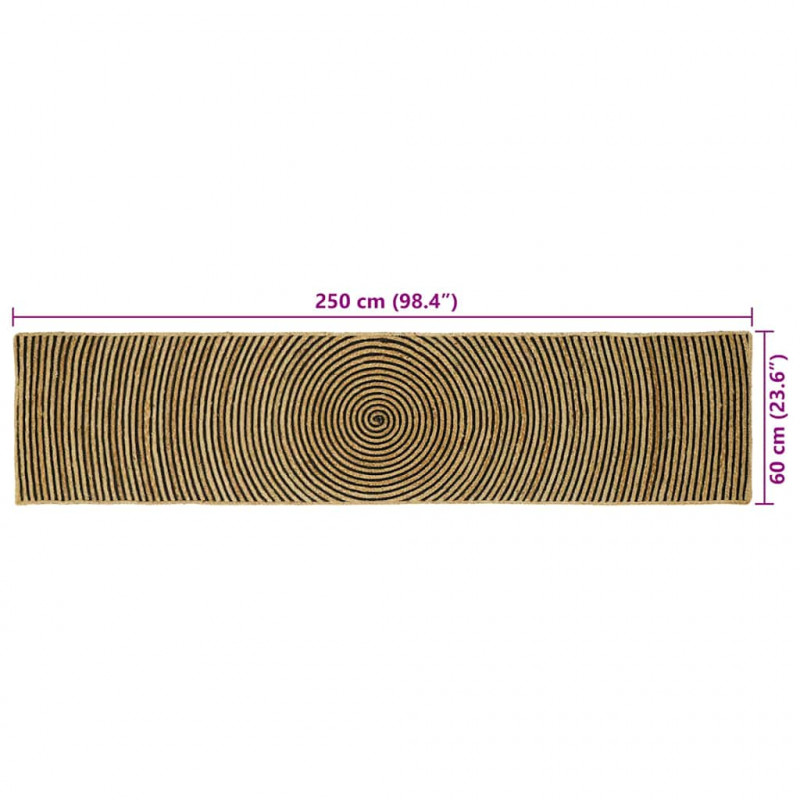 Dywan Naturalny i czarny 60 x 250 cm Juta
